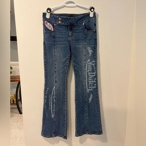 Von Dutch Frosted Ink Y2K Graphic Flare Jeans EUC